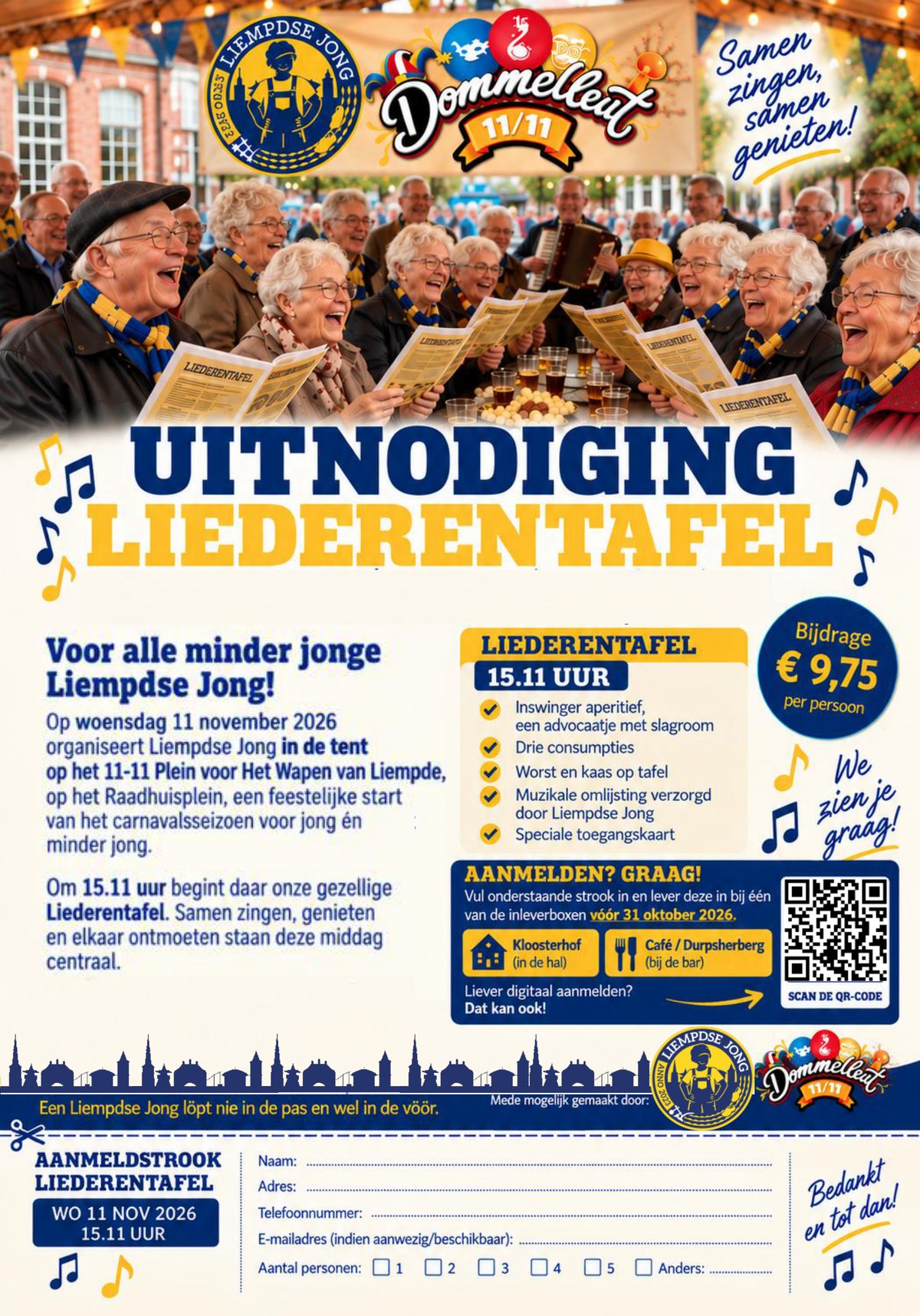 Uitnodiging Liederentafel — woensdag 11 november 2026, 15.11 uur